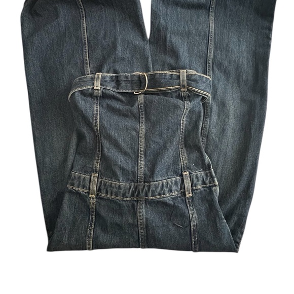 ZARA Strapless Wide Leg Denim Jumpsuit NEW - Picture 9 of 15